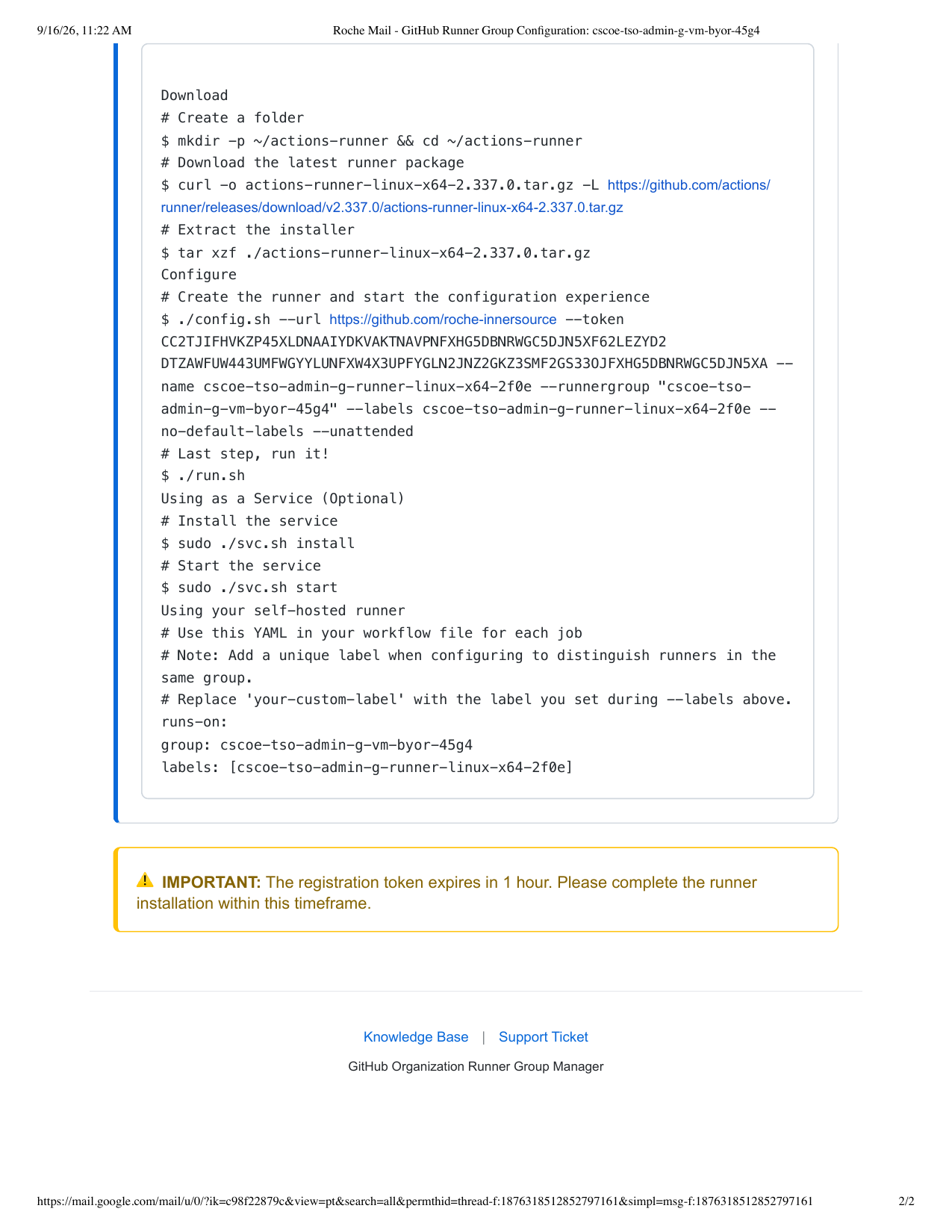 Provisioning email – installation commands